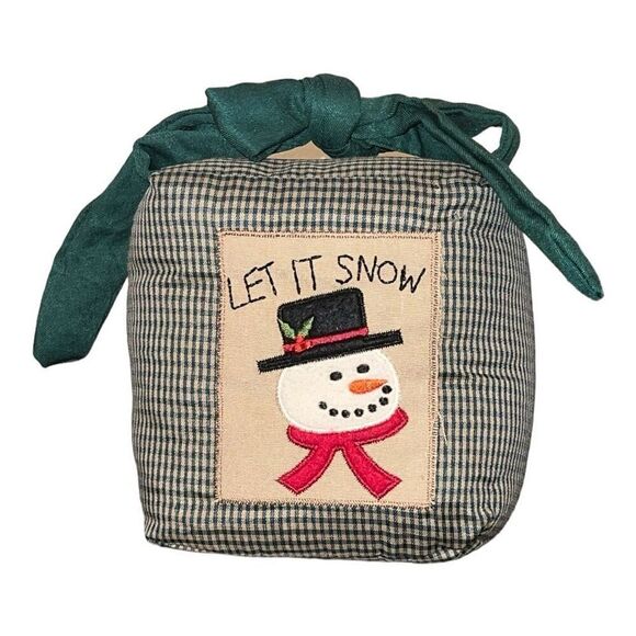 Country Christmas Let It Snow Snowman Winter Holiday Weighted Fabric Door Stop - Picture 1 of 2